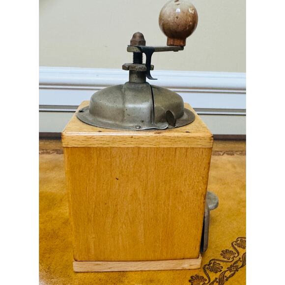 Vintage Italian Manual Wood Metal Coffee Grinder 1950s Nostalgic Barista - Picture 6 of 9
